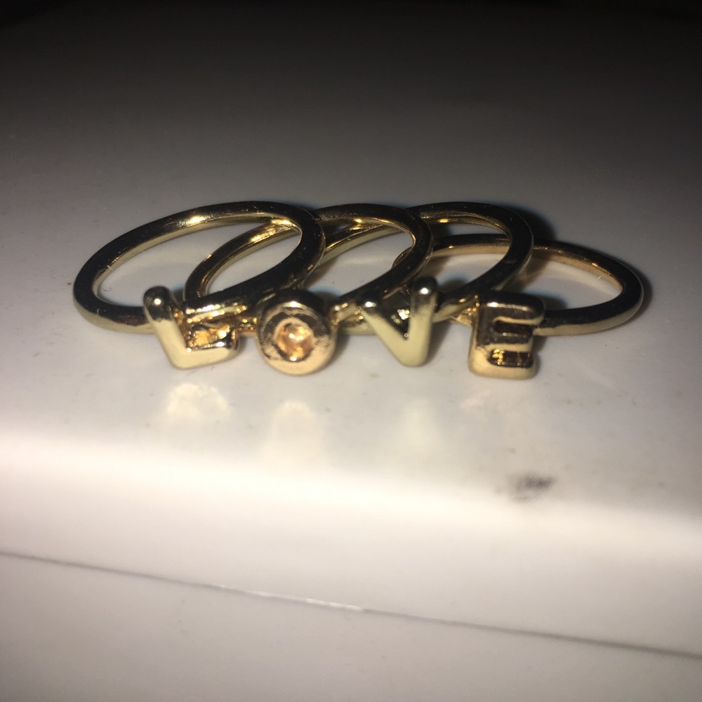 Stackable rings that spell LOVE one size